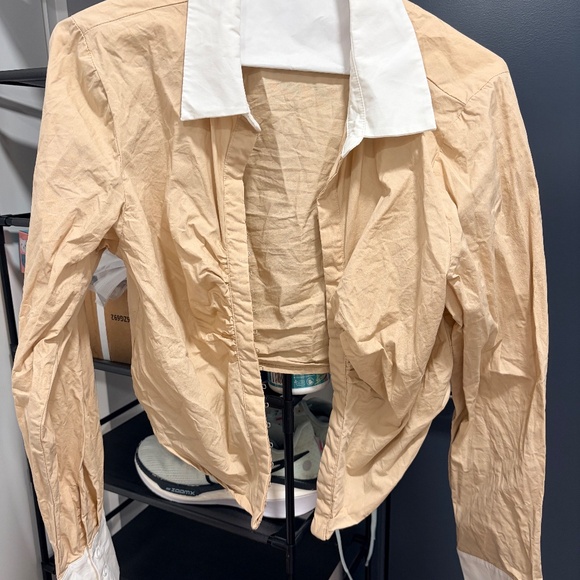 (S) Beige Ruched Clasp Blouse (Forever 21) - Picture 3 of 3